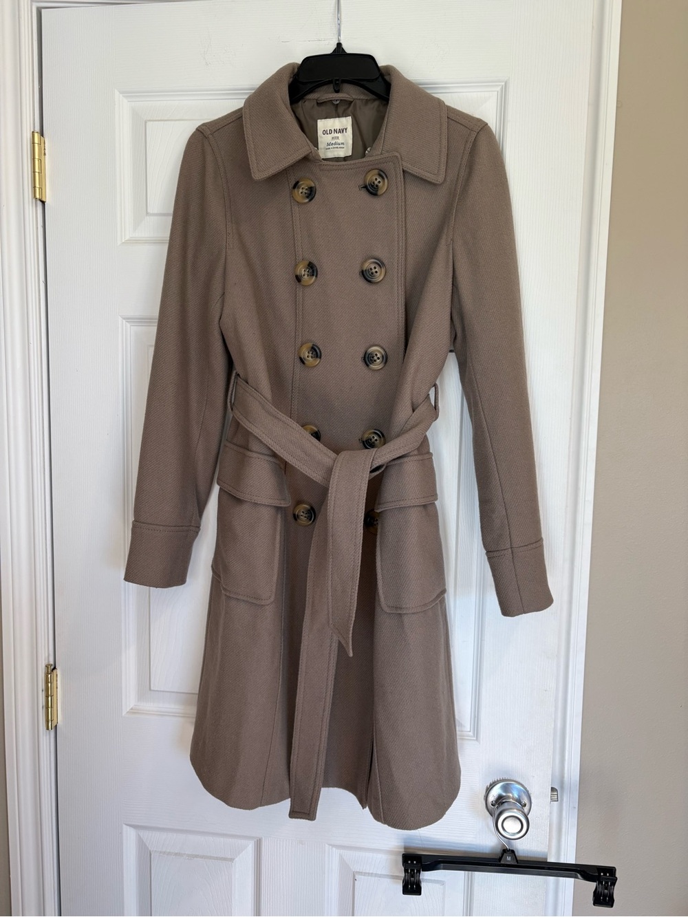 Old Navy Taupe Double-Breasted Trench Coat